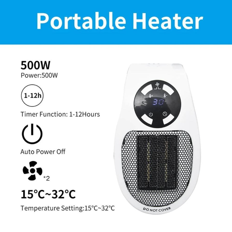 500W Mini Portable Electric Heater Space Mini Fan